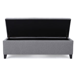 English Elm Ottoman Bench Seat with Lift Top Hidden Storage Polyester Upholstered Entryway Piece Grey 60159.00GRY