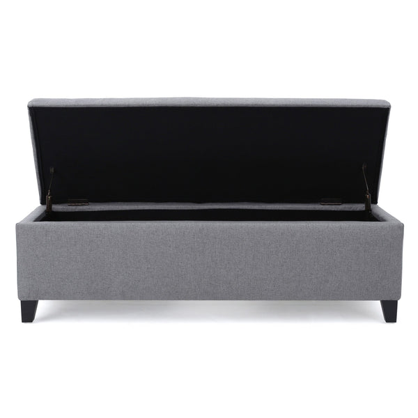 English Elm Ottoman Bench Seat with Lift Top Hidden Storage Polyester Upholstered Entryway Piece Grey 60159.00GRY
