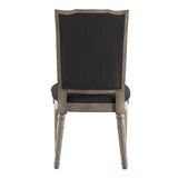 Homelegance By Top-Line Mayer Ornate Linen and Wood Dining Chairs (Set of 2) Dark Grey Rubberwood