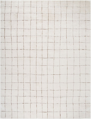 Livabliss Cascade Machine Woven Polyester Area Rug High-low Grid Texture for Living Rooms Ivory, Brown 9'2" x 12' PNWCS2300-9212