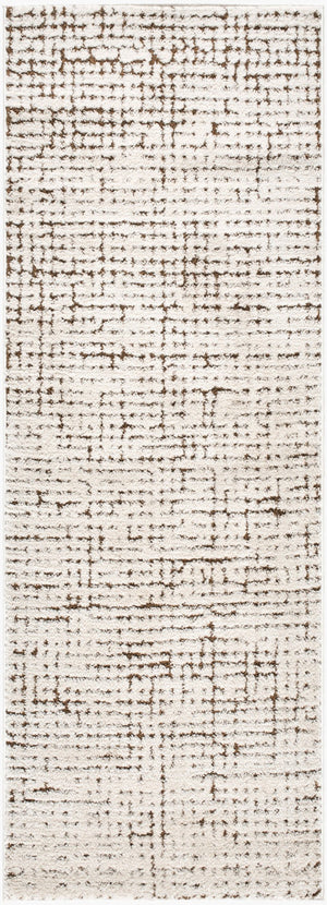 Livabliss Cascade Minimalist Polyester Area Rug Earthy Grid Pattern for Living Room Dining Space Ivory, Brown 2'7" x 10' PNWCS2301-2710