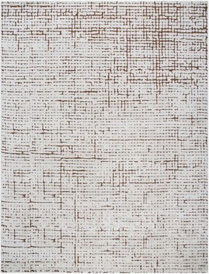 Livabliss Cascade Minimalist Polyester Area Rug Earthy Grid Pattern for Living Room Dining Space Ivory, Brown 9'2" x 12' PNWCS2301-9212