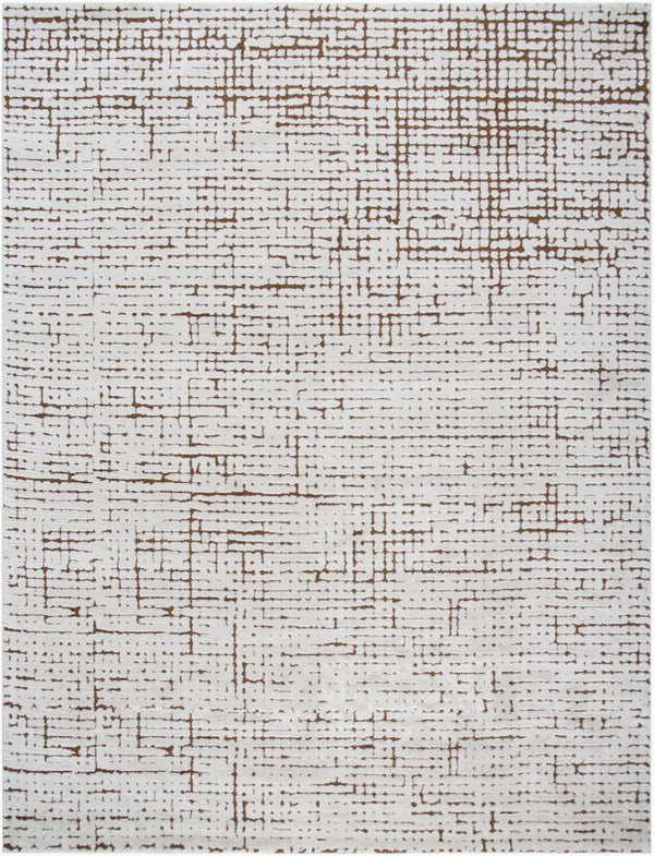 Livabliss Cascade Minimalist Polyester Area Rug Earthy Grid Pattern for Living Room Dining Space Ivory, Brown 9'2" x 12' PNWCS2301-9212