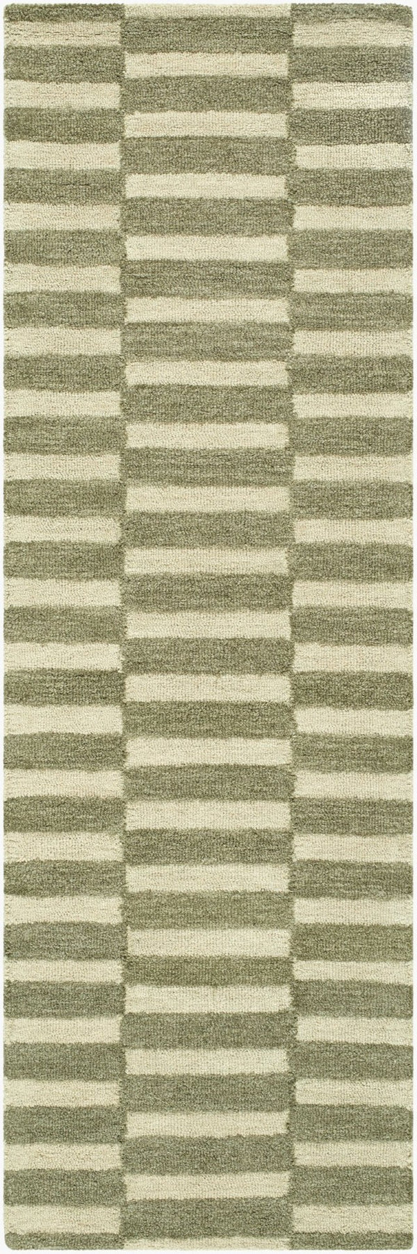 Livabliss Idaho Hand Tufted Wool Area Rug Minimalist Geometric Design for Entryway or Living Room Sage, Olive 2'6" x 8' PNWID2300-268