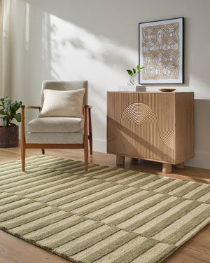 Livabliss Idaho Hand Tufted Wool Area Rug Minimalist Geometric Design for Entryway or Living Room Sage, Olive 9' x 12' PNWID2300-912