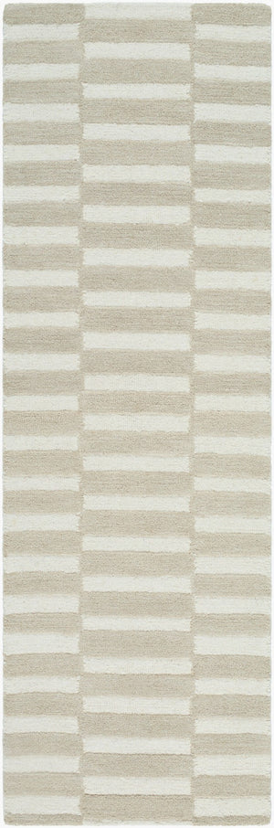 Livabliss Idaho Hand Tufted Wool Rug Minimalist Modern Artisan Accent for Entryway or Bath Tan, Ivory 2'6" x 8' PNWID2301-268