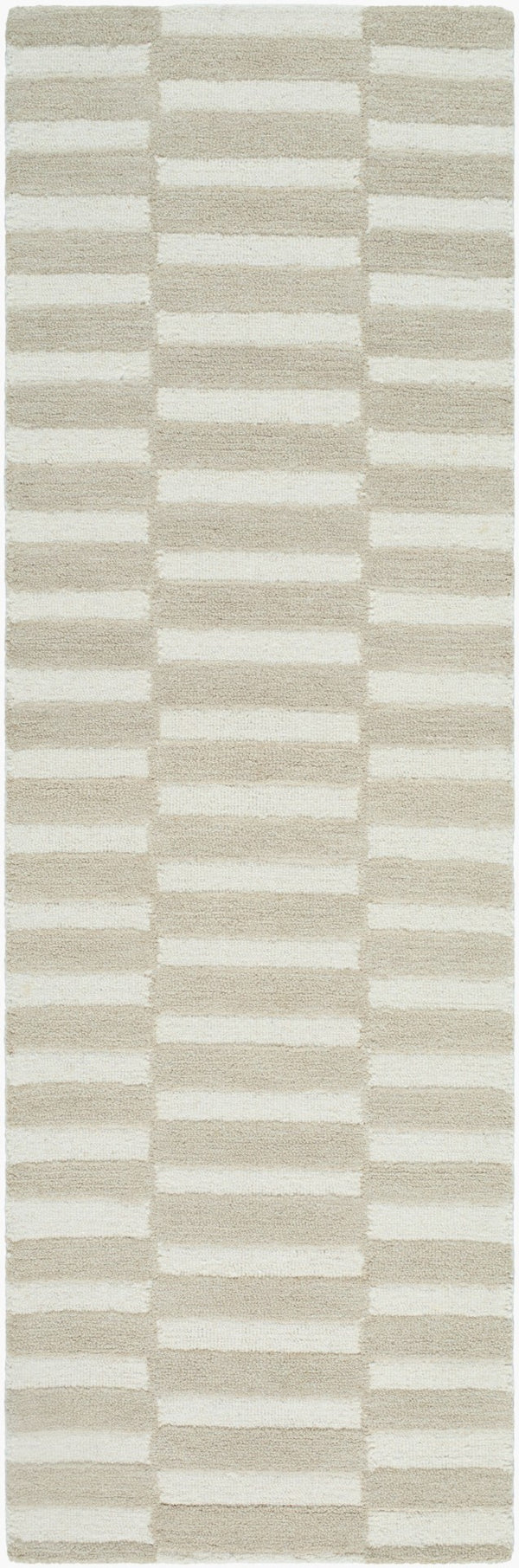 Livabliss Idaho Hand Tufted Wool Rug Minimalist Modern Artisan Accent for Entryway or Bath Tan, Ivory 2'6" x 8' PNWID2301-268