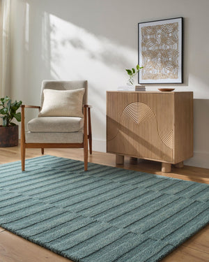 Livabliss Idaho Handmade Wool Accent Rug Artisan Tufted Minimalist Design for Entryway Slate Blue, Cha 8' x 10' PNWID2303-810