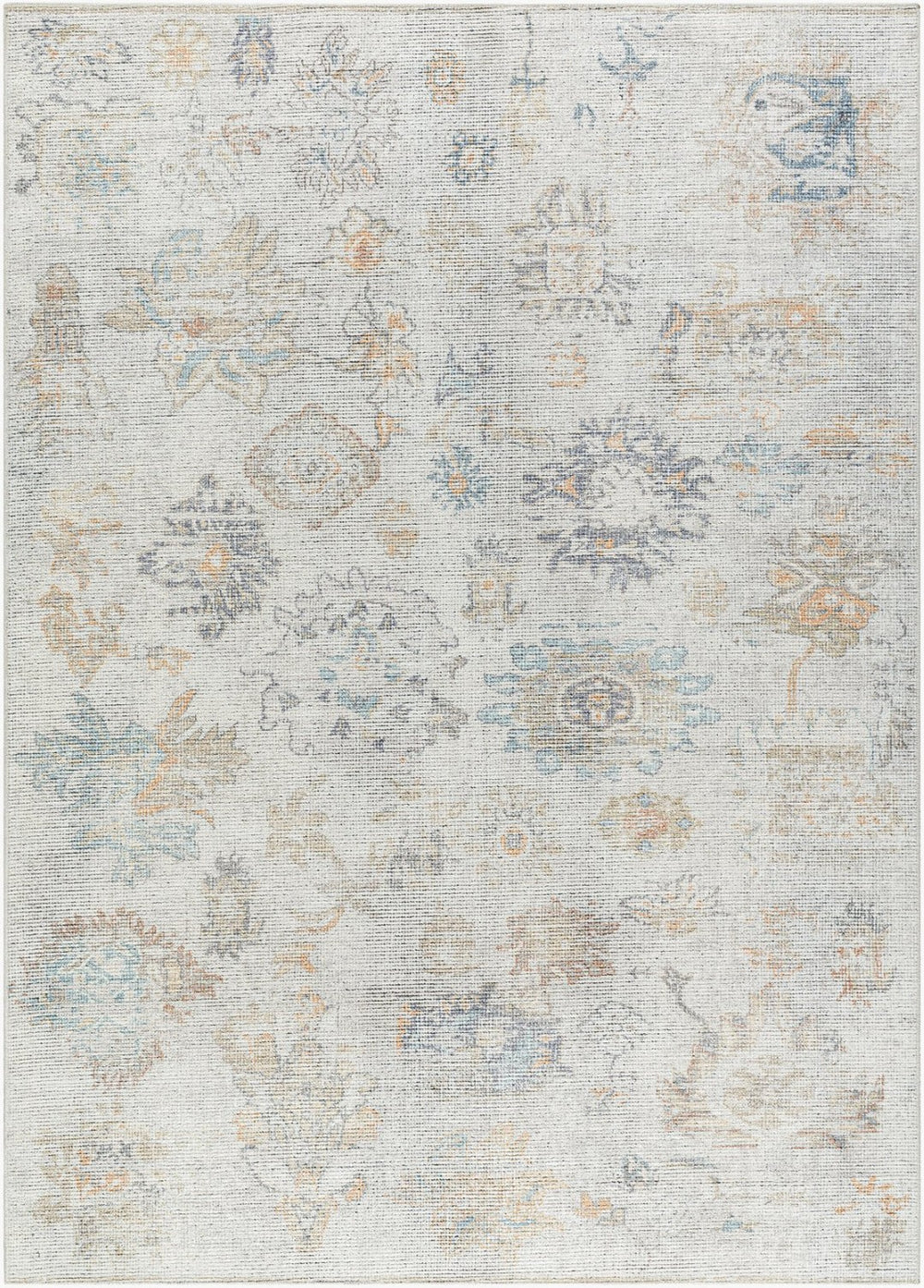 Livabliss Olympic Floral Vintage Area Rug Polyester Woven Earthy Neutral Living Room Accent Gray, Cream 6'7" x 9' PNWOL2302-679