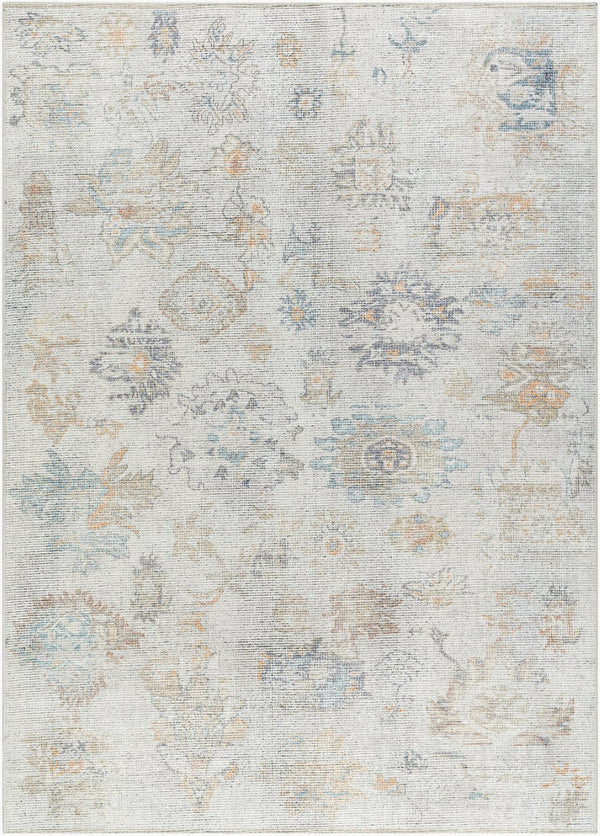 Livabliss Olympic Floral Vintage Area Rug Polyester Woven Earthy Neutral Living Room Accent Gray, Cream 6'7" x 9' PNWOL2302-679