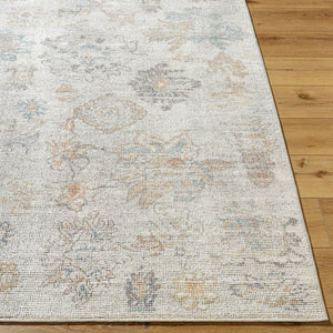 Livabliss Olympic Floral Vintage Area Rug Polyester Woven Earthy Neutral Living Room Accent Gray, Cream 10' x 14' PNWOL2302-1014