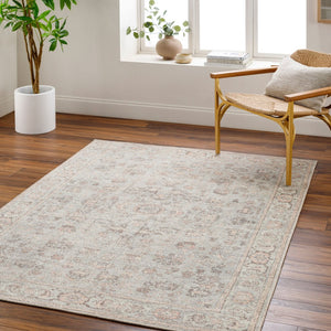 Livabliss Olympic Faded Filigree Area Rug Polyester Traditional Style for Living Rooms Gray, Tan 2'7" x 10' PNWOL2303-2710