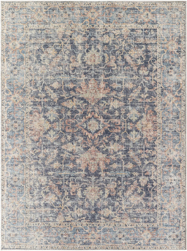 Livabliss Olympic Turkish Machine Woven Area Rug Geometric Filigree for Transitional Living Rooms Charcoal, Sky B 9'2" x 12' PNWOL2304-9212