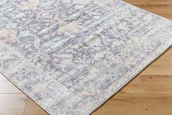 Livabliss Olympic Turkish Machine Woven Area Rug Geometric Filigree for Transitional Living Rooms Charcoal, Sky B 9'2" x 12' PNWOL2304-9212