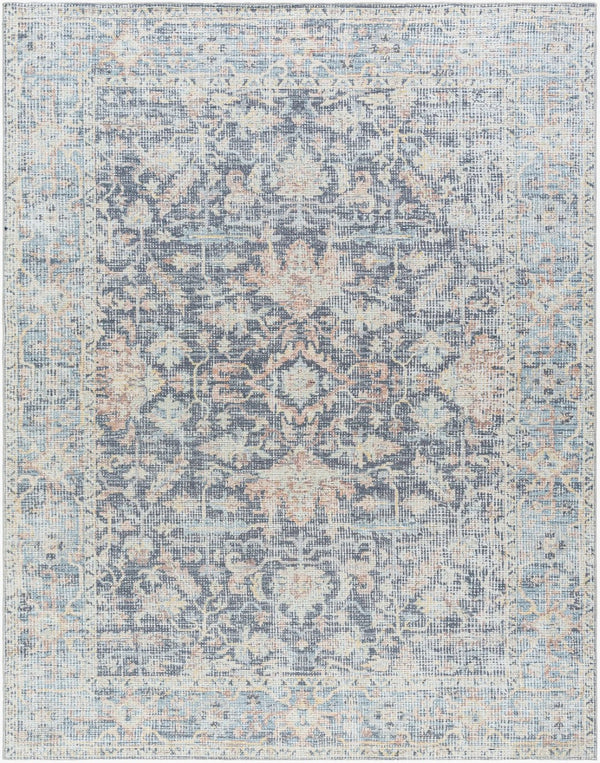 Livabliss Olympic Turkish Machine Woven Area Rug Geometric Filigree for Transitional Living Rooms Charcoal, Sky B 7'10" x 10' PNWOL2304-71010