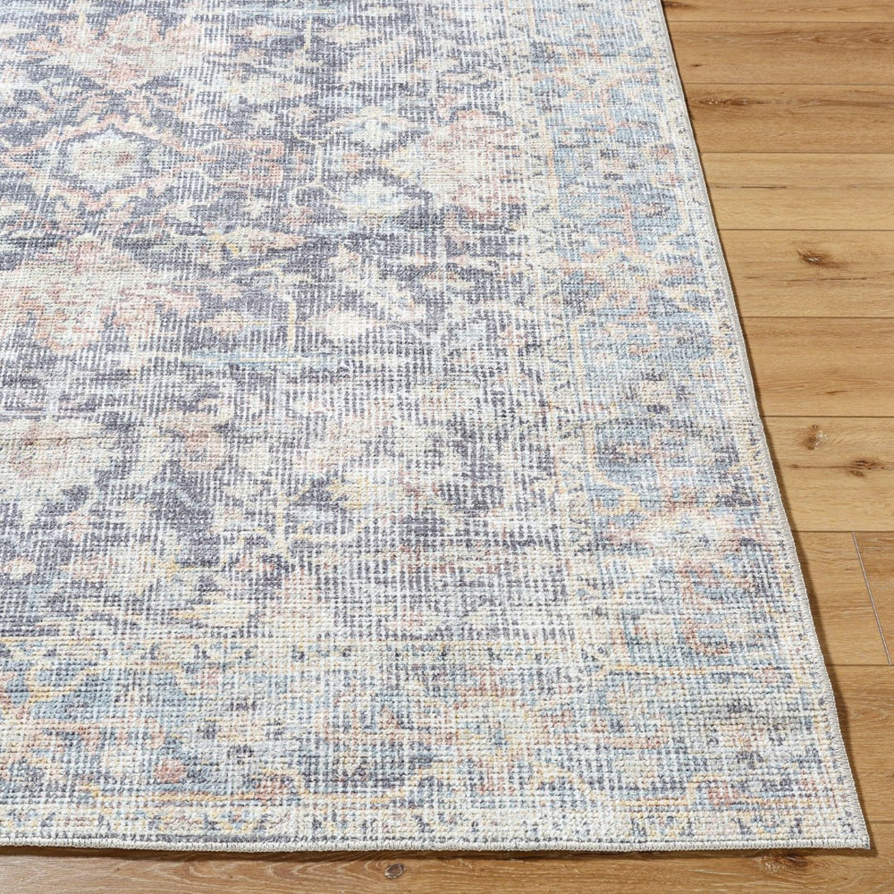 Livabliss Olympic Turkish Machine Woven Area Rug Geometric Filigree for Transitional Living Rooms Charcoal, Sky B 7'10" x 10' PNWOL2304-71010