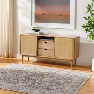 Livabliss Olympic Turkish Machine Woven Area Rug Geometric Filigree for Transitional Living Rooms Charcoal, Sky B 2'7" x 7'3" PNWOL2304-2773