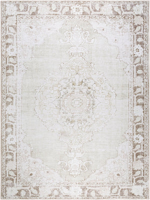 Livabliss Rainier Medallion Flatweave Area Rug Antique Pewter Polyester for Living Room Light Sage, Cre 8'10" x 12' PNWRN2300-81012