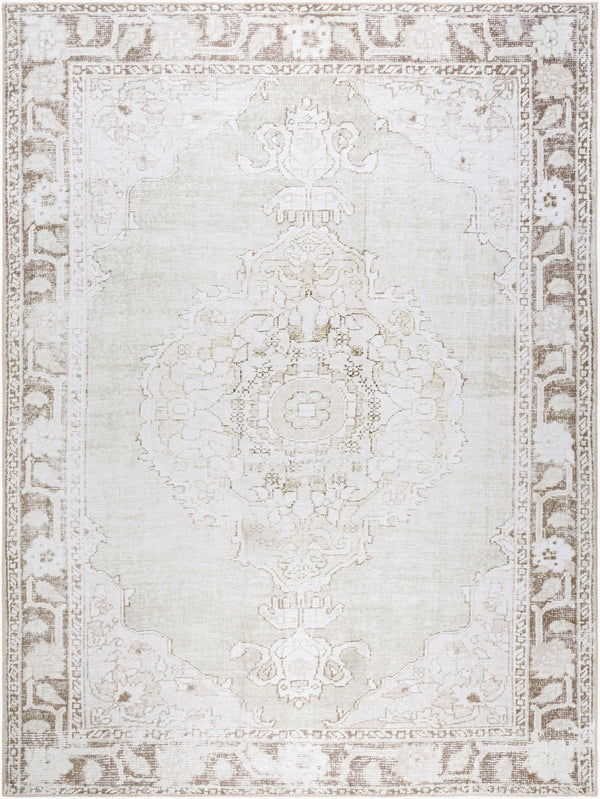Livabliss Rainier Medallion Flatweave Area Rug Antique Pewter Polyester for Living Room Light Sage, Cre 8'10" x 12' PNWRN2300-81012