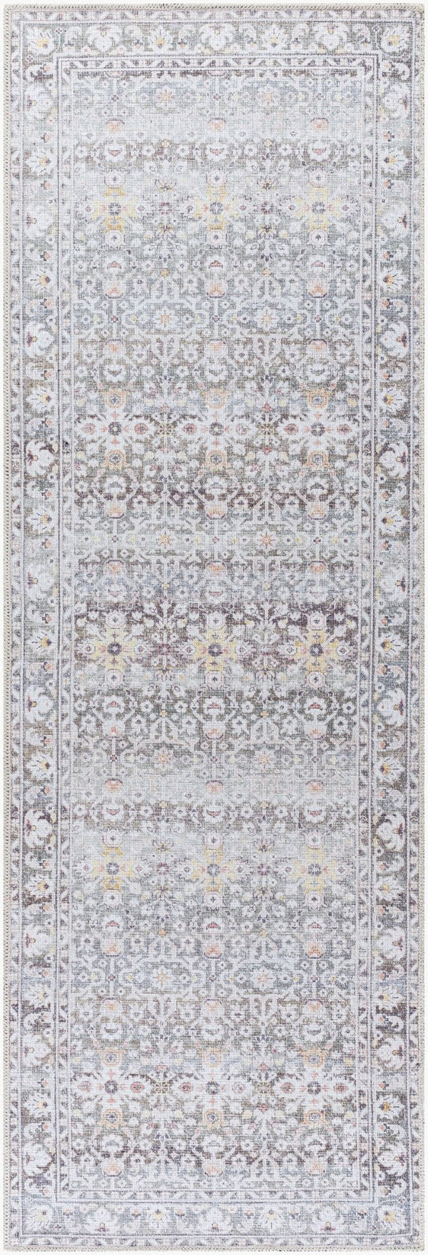 Livabliss Rainier Vintage Distressed Flatweave Polyester Area Rug for Bohemian or Transitional Rooms Olive, Cream 2'7" x 7'10" PNWRN2301-27710