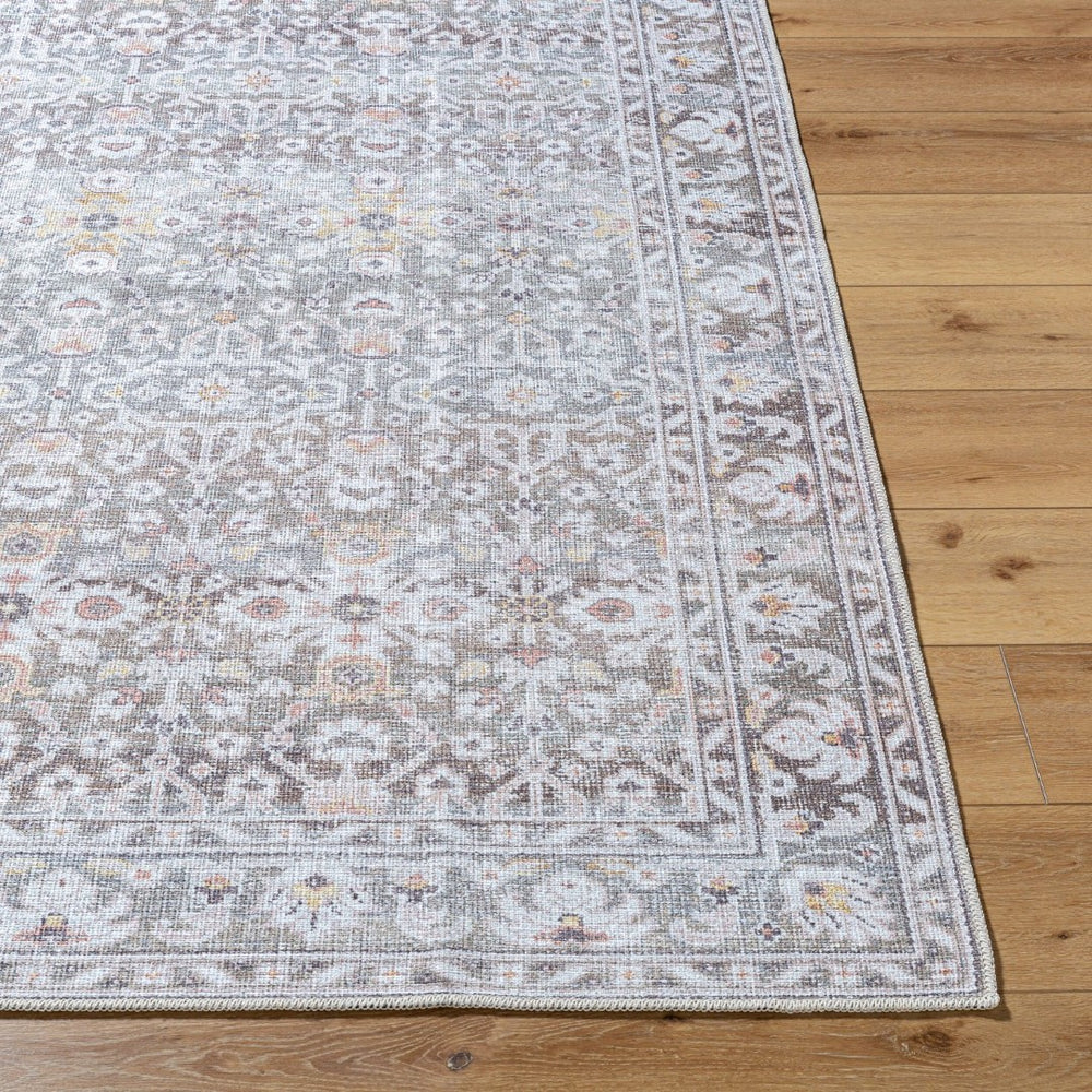 Livabliss Rainier Vintage Distressed Flatweave Polyester Area Rug for Bohemian or Transitional Rooms Olive, Cream 2' x 2'11" PNWRN2301-2211