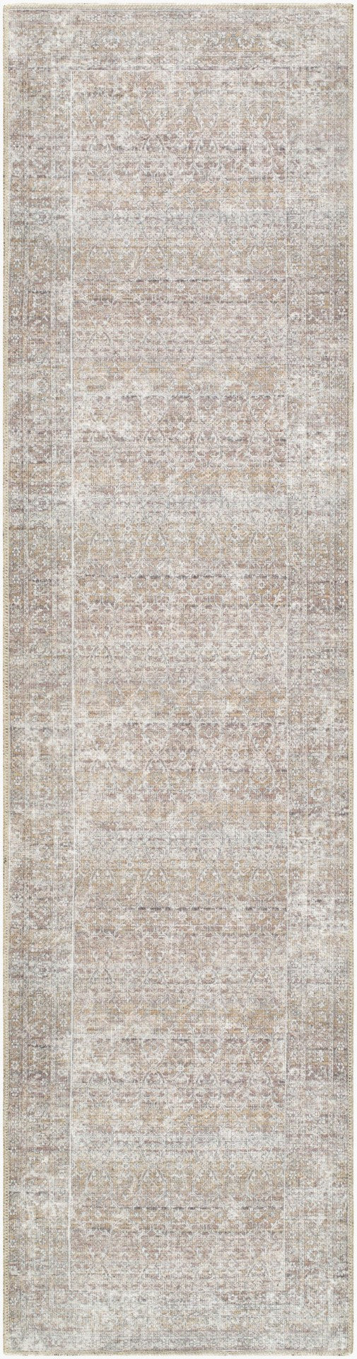 Livabliss Rainier Flatweave Polyester Area Rug Filigreed Antique Pattern for Farmhouse Living Rooms Light Brown, Cr 2'7" x 12' PNWRN2303-2712