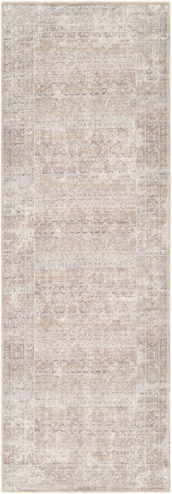 Livabliss Rainier Flatweave Polyester Area Rug Filigreed Antique Pattern for Farmhouse Living Rooms Light Brown, Cr 2'7" x 7'10" PNWRN2303-27710