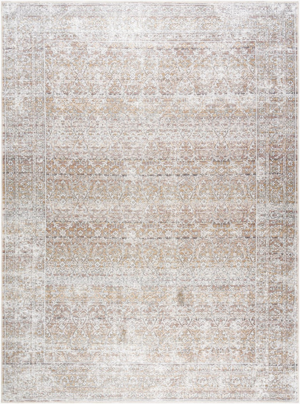 Livabliss Rainier Flatweave Polyester Area Rug Filigreed Antique Pattern for Farmhouse Living Rooms Light Brown, Cr 8'10" x 12' PNWRN2303-81012