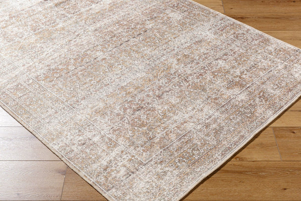 Livabliss Rainier Flatweave Polyester Area Rug Filigreed Antique Pattern for Farmhouse Living Rooms Light Brown, Cr 2'7" x 12' PNWRN2303-2712