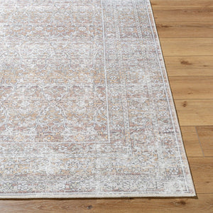 Livabliss Rainier Flatweave Polyester Area Rug Filigreed Antique Pattern for Farmhouse Living Rooms Light Brown, Cr 2'7" x 12' PNWRN2303-2712