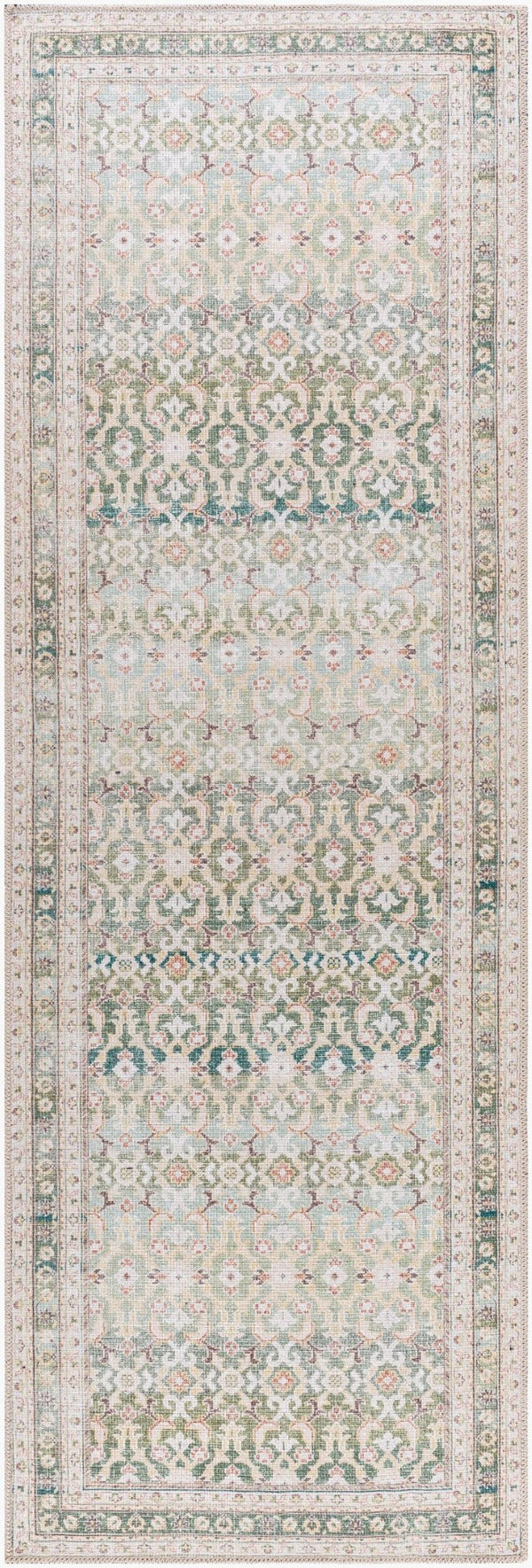 Livabliss Rainier Filigree Polyester Area Rug Machine Woven Organic Forest Palette Living Room Olive, Seafoam 2'7" x 7'10" PNWRN2304-27710