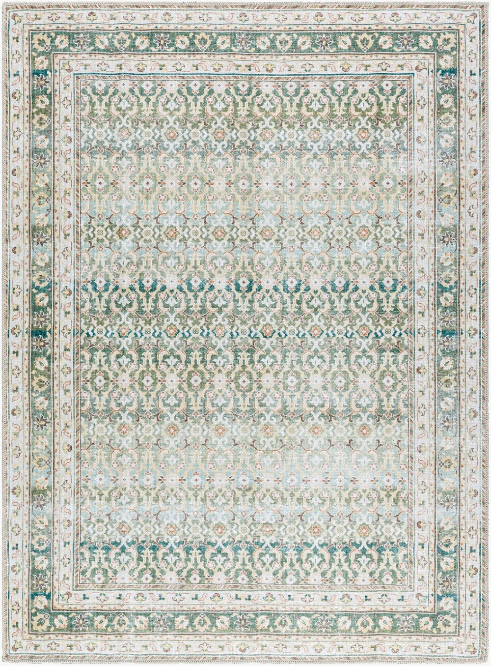 Livabliss Rainier Filigree Polyester Area Rug Machine Woven Organic Forest Palette Living Room Olive, Seafoam 5'3" x 7'3" PNWRN2304-5373