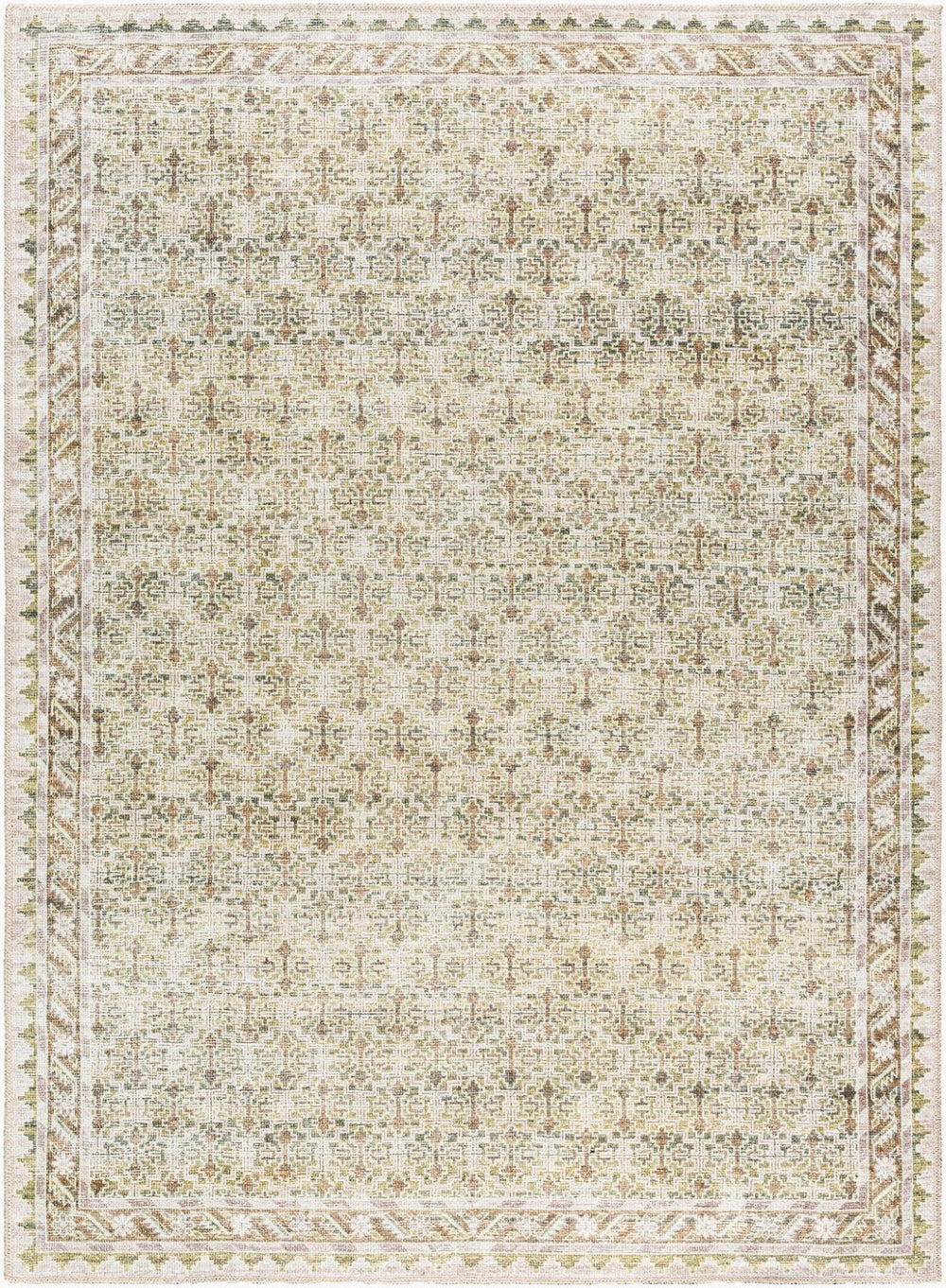 Livabliss Rainier Flatweave Polyester Area Rug Vintage Geometric Pattern for Living and Dining Rooms Olive, Light Br 10' x 14' PNWRN2305-1014