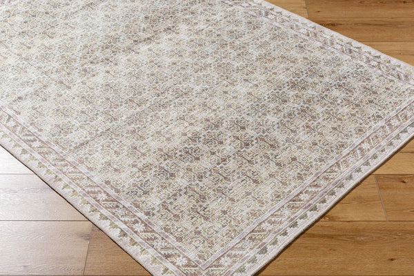 Livabliss Rainier Flatweave Polyester Area Rug Vintage Geometric Pattern for Living and Dining Rooms Olive, Light Br 2'7" x 7'10" PNWRN2305-27710