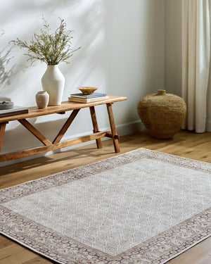 Livabliss Rainier Machine Woven Polyester Area Rug Cottage Style Low Pile for Living Dining Rooms Cream, Tan 2'7" x 7'10" PNWRN2309-27710