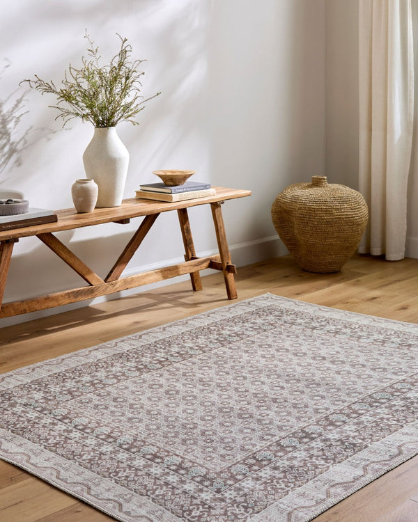 Livabliss Rainier Country Cottage Polyester Area Rug for Living Dining Rooms Low Pile Easy Care Light Gray, Dar 8'10" x 12' PNWRN2312-81012