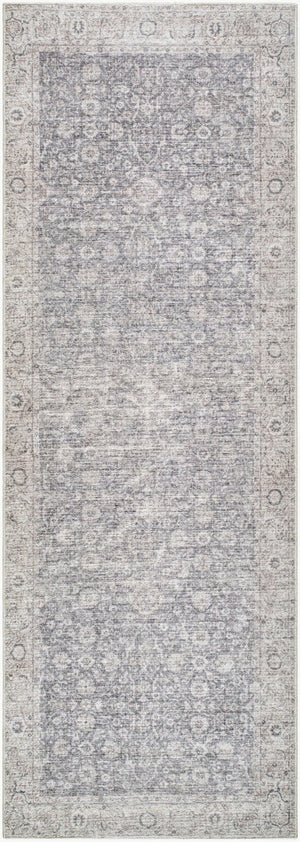 Livabliss Spokane Traditional Polyester Runner Rug for Hallways Entryways and Kitchen Spaces Charcoal, White 2'6" x 7'3" PNWSP2305-2673