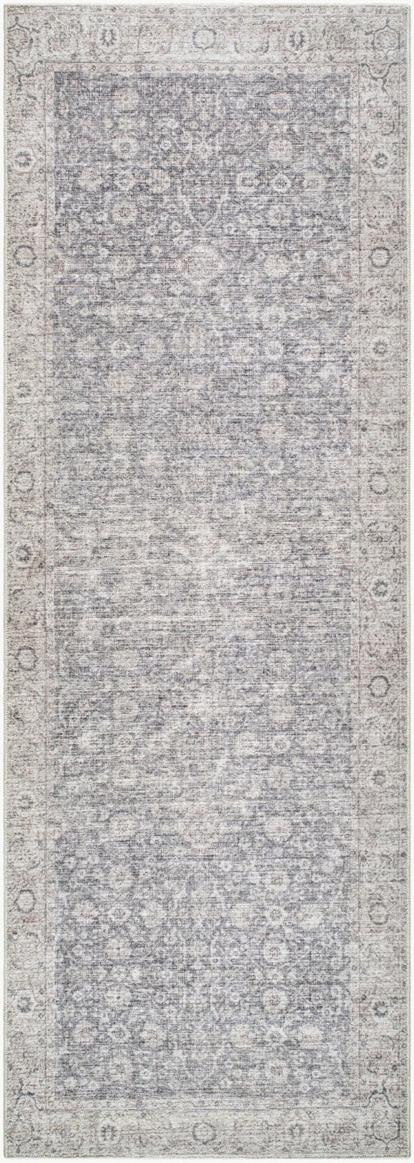 Livabliss Spokane Traditional Polyester Runner Rug for Hallways Entryways and Kitchen Spaces Charcoal, White 2'6" x 7'3" PNWSP2305-2673