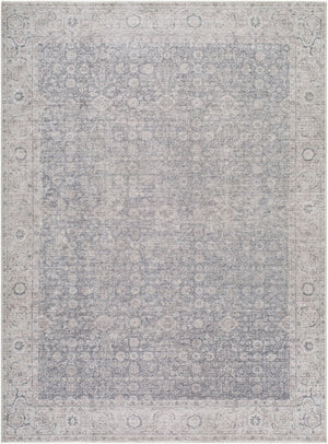 Livabliss Spokane Traditional Polyester Runner Rug for Hallways Entryways and Kitchen Spaces Charcoal, White 6'6" x 9' PNWSP2305-669