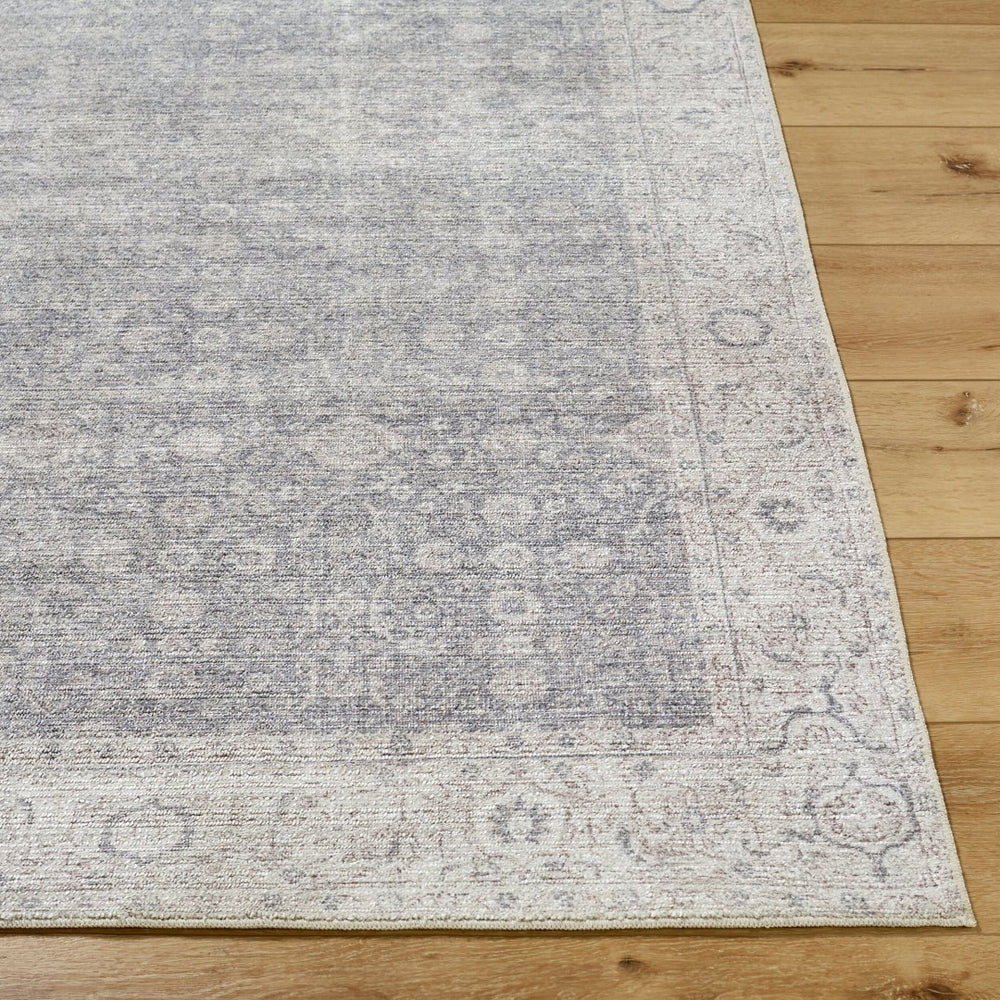 Livabliss Spokane Traditional Polyester Runner Rug for Hallways Entryways and Kitchen Spaces Charcoal, White 6'6" x 9' PNWSP2305-669