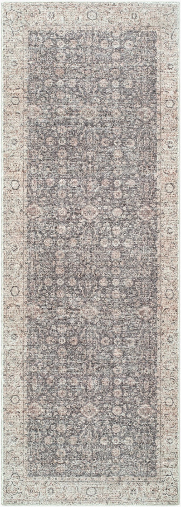 Livabliss Spokane Traditional Runner Rug Machine Woven Polyester for Hallway or Bedside Use Charcoal, Ivory 2'6" x 7'3" PNWSP2306-2673
