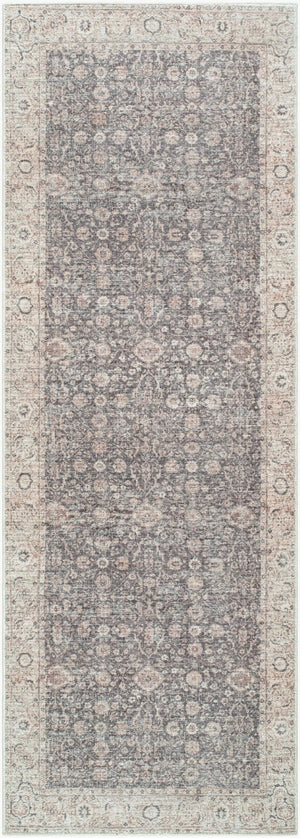 Livabliss Spokane Traditional Runner Rug Machine Woven Polyester for Hallway or Bedside Use Charcoal, Ivory 2'6" x 7'3" PNWSP2306-2673