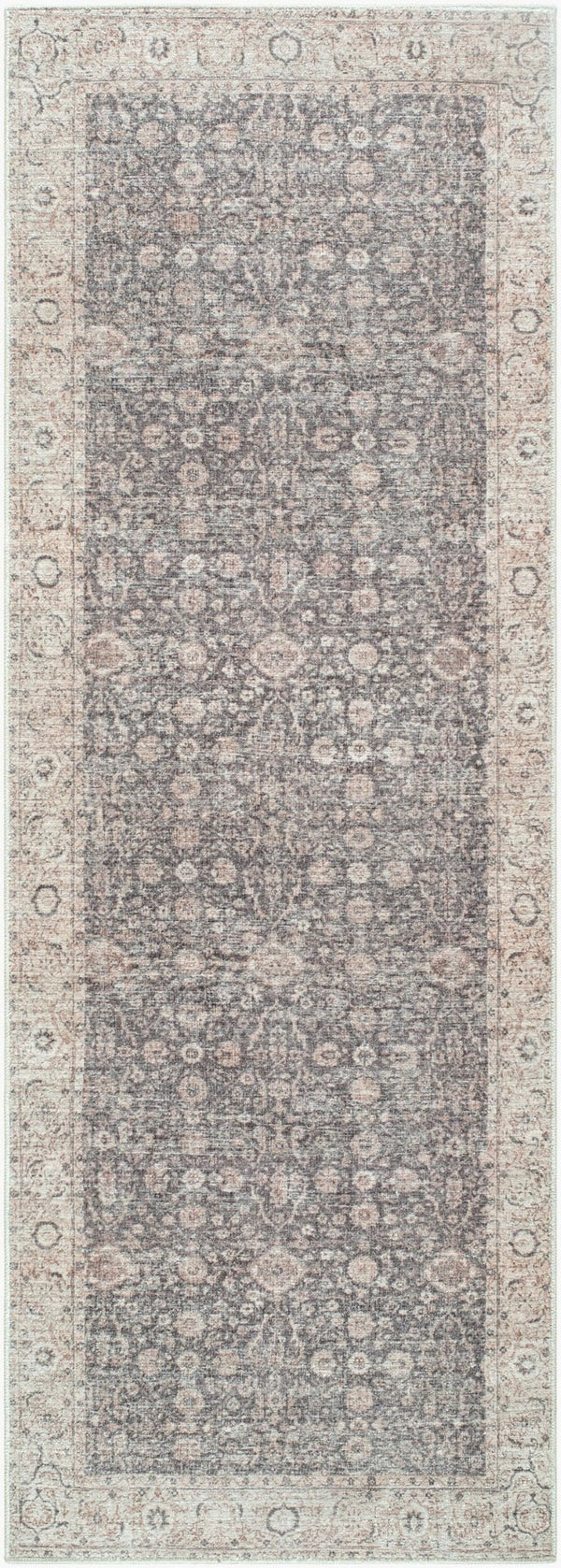 Livabliss Spokane Traditional Runner Rug Machine Woven Polyester for Hallway or Bedside Use Charcoal, Ivory 2'6" x 7'3" PNWSP2306-2673