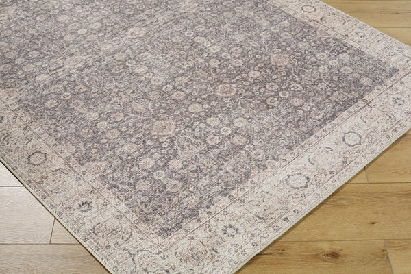 Livabliss Spokane Traditional Runner Rug Machine Woven Polyester for Hallway or Bedside Use Charcoal, Ivory 6'6" x 9' PNWSP2306-669