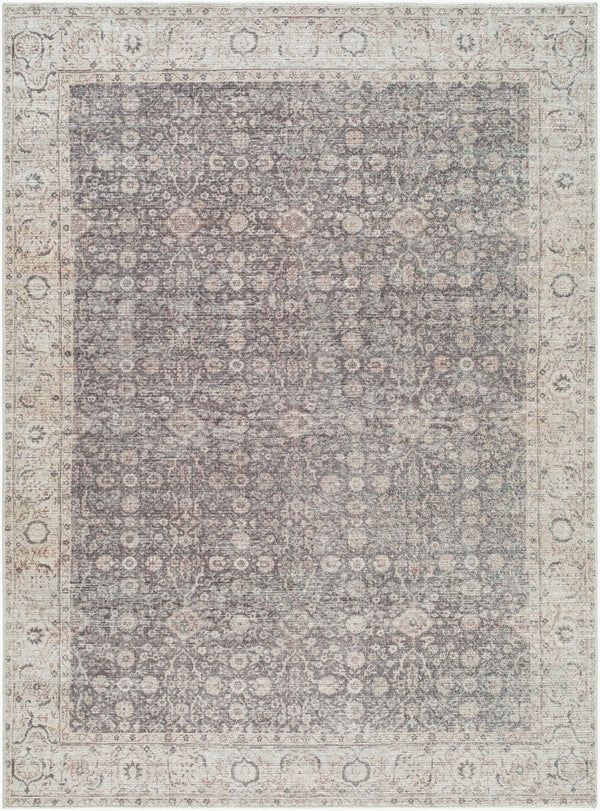 Livabliss Spokane Traditional Runner Rug Machine Woven Polyester for Hallway or Bedside Use Charcoal, Ivory 6'6" x 9' PNWSP2306-669