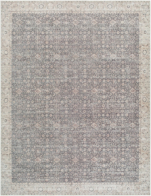 Livabliss Spokane Traditional Runner Rug Machine Woven Polyester for Hallway or Bedside Use Charcoal, Ivory 7'9" x 10' PNWSP2306-7910