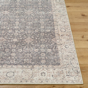 Livabliss Spokane Traditional Runner Rug Machine Woven Polyester for Hallway or Bedside Use Charcoal, Ivory 6'6" x 9' PNWSP2306-669