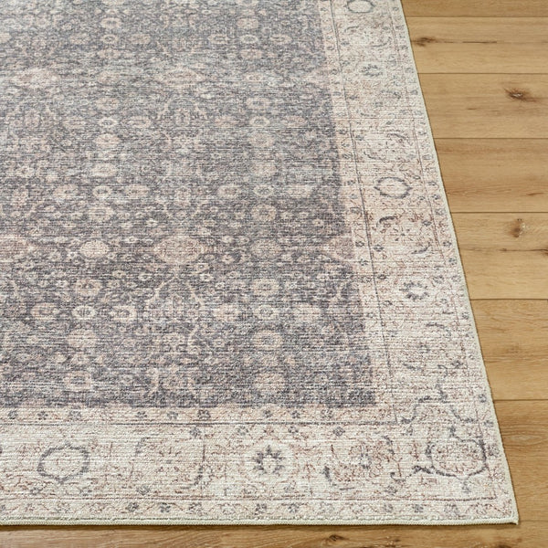 Livabliss Spokane Traditional Runner Rug Machine Woven Polyester for Hallway or Bedside Use Charcoal, Ivory 6'6" x 9' PNWSP2306-669