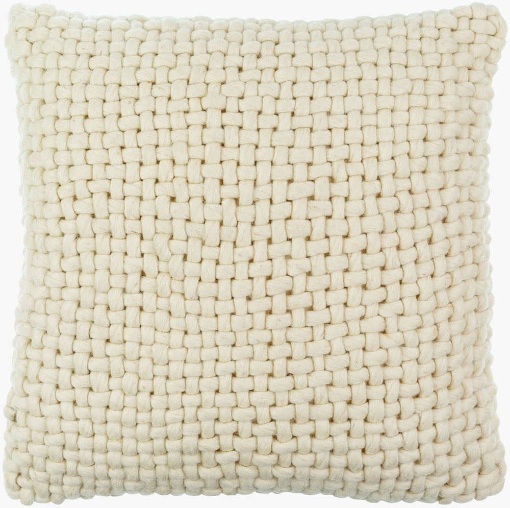Surya Pansy Cozy Cottage-style Accent Pillow 18"L X 18"W - Soft Cotton & Wool Blend For Home Decor Ivory Wool,Cotton Pny001-2222d