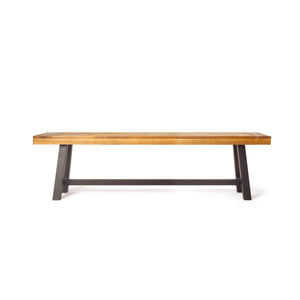 English Elm Dark Acacia Slatted Dining Bench Handcrafted with Iron Frame for Farmhouse Spaces 54562.00